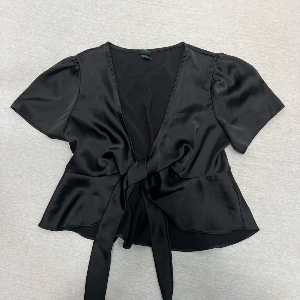 Wild Fable Satin Black Blouse